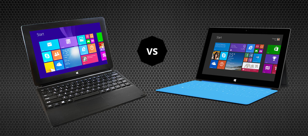Tablet comparison. PCR 10" Tablet vs Microsoft Surface 3
